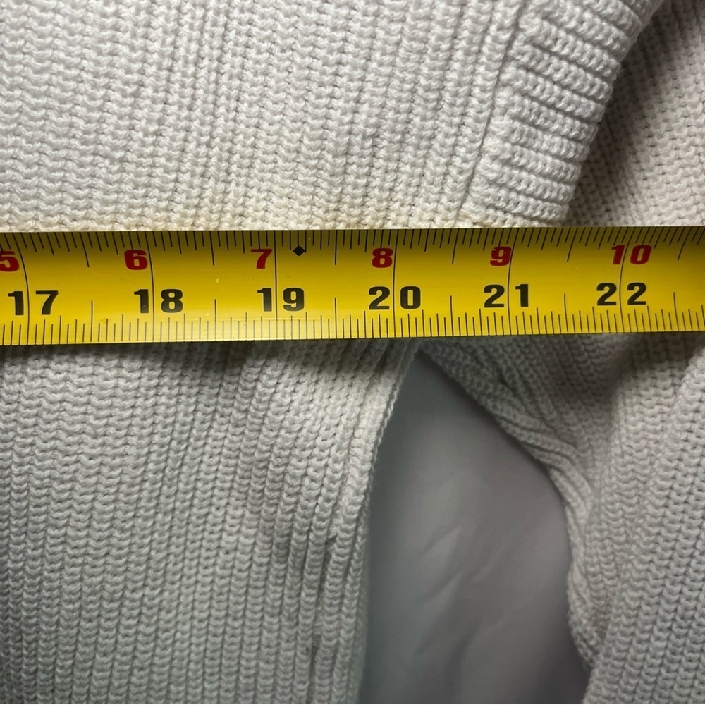 Express Women’s Sweater Sz L Rufffled Drop Sleeve White Cuffed 2018 Cotton - Picture 10 of 14